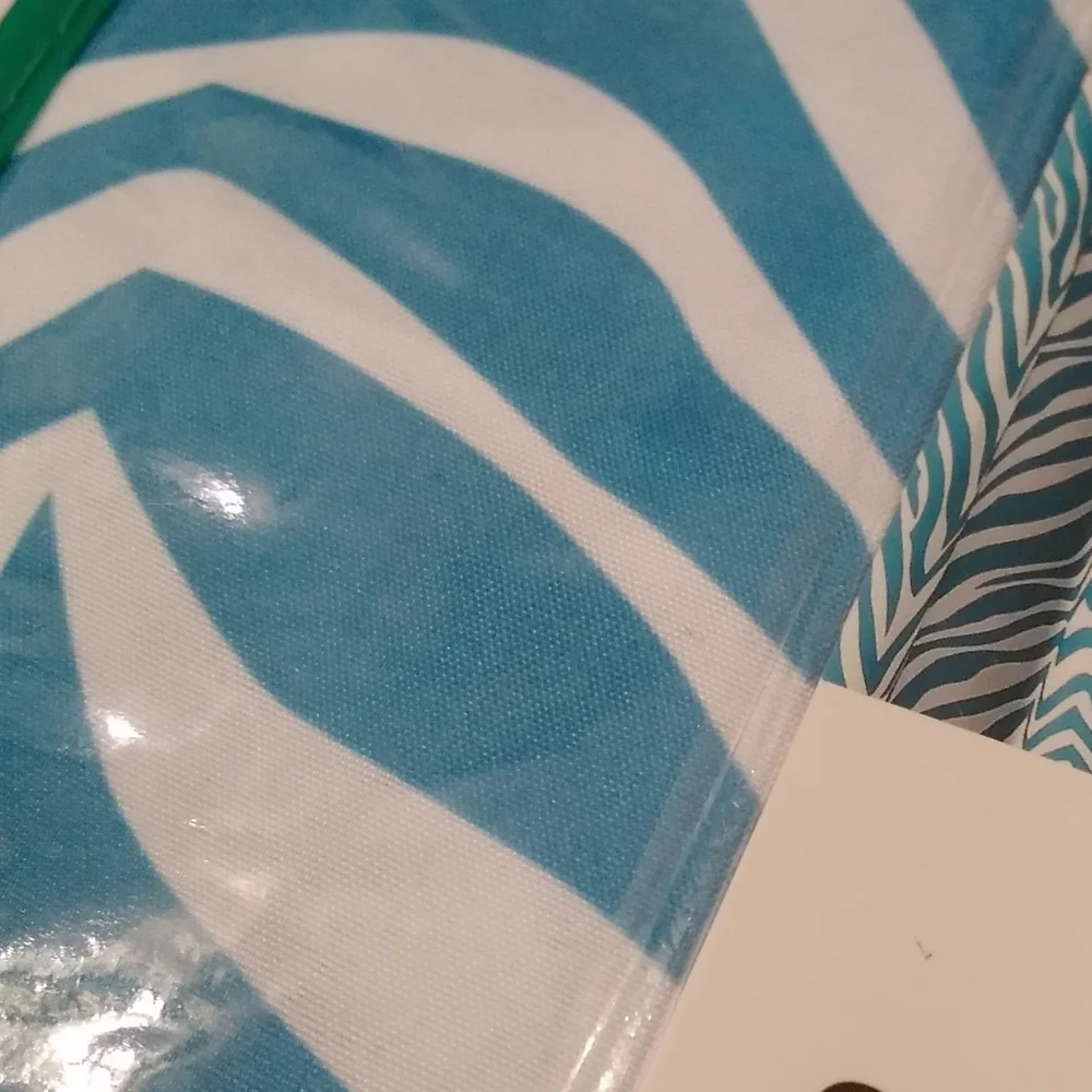 Duck River Textile Zeek SHOWER CURTAIN Fabric Zebra Stripe Turq Animal Print NIP
